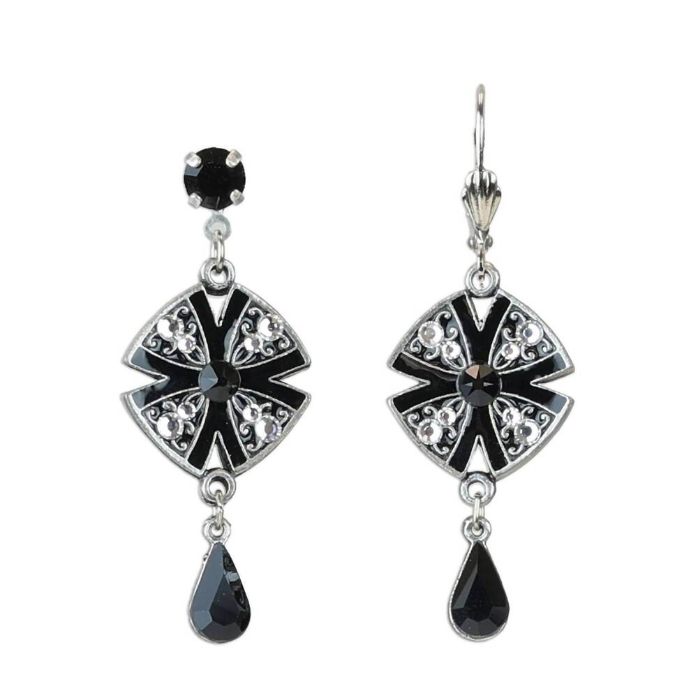 NEW ANNE KOPLIK women's art deco teardrop earrings in black